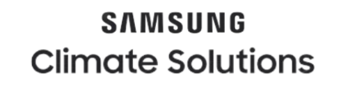 Logo Samsung Climate Solutions, divisione dedicata a sistemi di climatizzazione, riscaldamento ed energie rinnovabili.